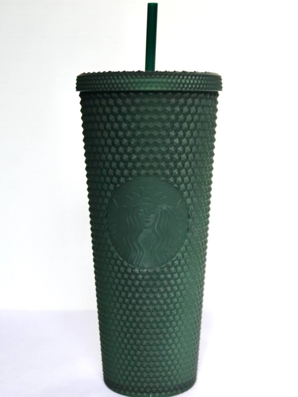 STARBUCKS Dark Green Geometric Tumbler with Straw Siren 710ml 24oz Travel Cup